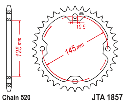 Hliníková řetězová rozeta JT JTA 1857-37BLK 37 zubů, 520 černá - Obrázek 3