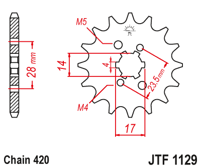Řetězové kolečko JT JTF 1129-13 13 zubů, 420 - Obrázek 2