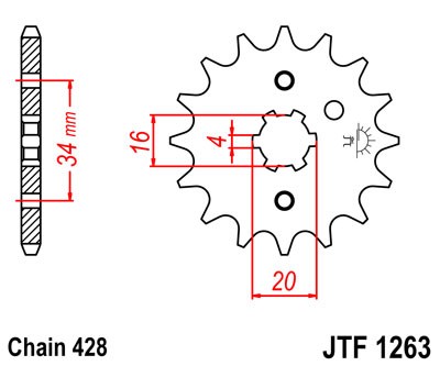 Řetězové kolečko JT JTF 1263-12 12 zubů, 428 - Obrázek 2