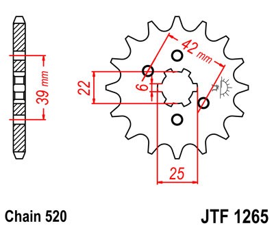 Řetězové kolečko JT JTF 1265-15 15 zubů, 520 - Obrázek 2