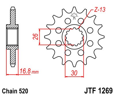 Řetězové kolečko JT JTF 1269-14 14 zubů, 520 - Obrázek 2