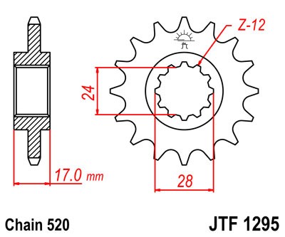 Řetězové kolečko JT JTF 1295-13 13 zubů, 520 - Obrázek 2