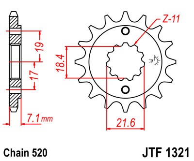 Řetězové kolečko JT JTF 1321-14 14 zubů, 520 - Obrázek 2