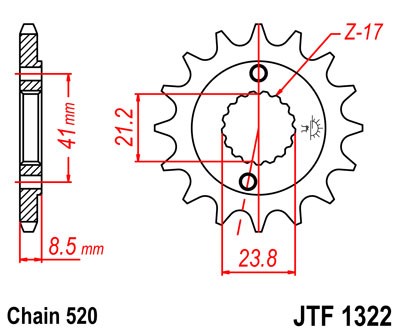 Řetězové kolečko JT JTF 1322-13 13 zubů, 520 - Obrázek 2