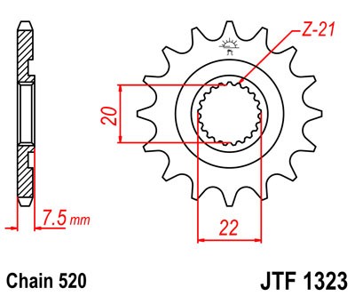 Řetězové kolečko JT JTF 1323-12 12 zubů, 520 - Obrázek 2
