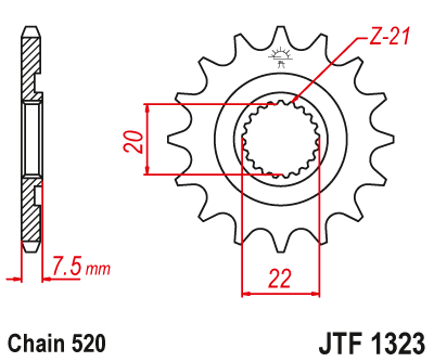 Řetězové kolečko JT JTF 1323-13 13 zubů, 520 - Obrázek 2