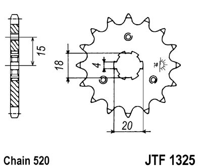 Řetězové kolečko JT JTF 1325-12 12 zubů, 520 - Obrázek 2