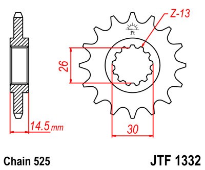 Řetězové kolečko JT JTF 1332-14 14 zubů, 525 - Obrázek 2