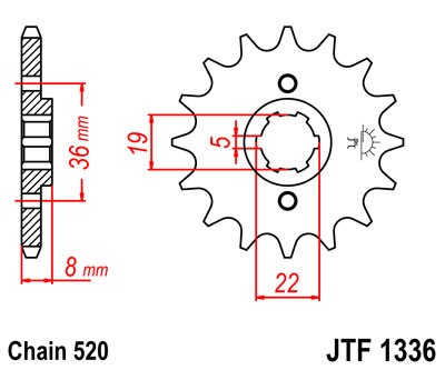 Řetězové kolečko JT JTF 1336-14 14 zubů, 520 - Obrázek 2