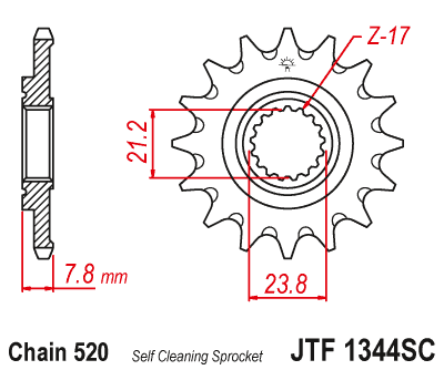 Řetězové kolečko JT JTF 1344-13SC 13 zubů, 520 - Obrázek 2
