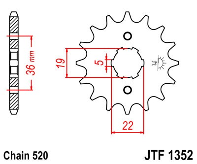 Řetězové kolečko JT JTF 1352-12 12 zubů, 520 - Obrázek 2