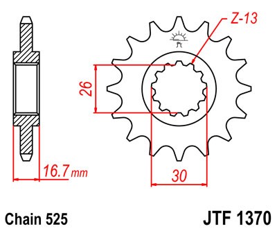 Řetězové kolečko JT JTF 1370-14 14 zubů, 525 - Obrázek 2