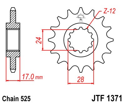 Řetězové kolečko JT JTF 1371-14 14 zubů, 525 - Obrázek 2
