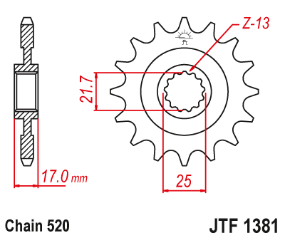 Řetězové kolečko JT JTF 1381-15 15 zubů, 520 - Obrázek 2