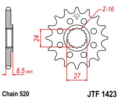 Řetězové kolečko JT JTF 1423-15 15 zubů, 520 - Obrázek 2