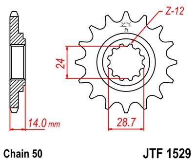 Řetězové kolečko JT JTF 1529-16 16 zubů, 530 - Obrázek 2