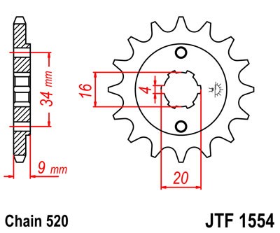 Řetězové kolečko JT JTF 1554-13 13 zubů, 520 - Obrázek 2