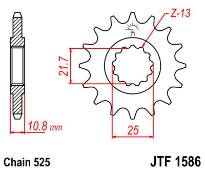 Řetězové kolečko JT JTF 1586-15 15 zubů, 525 - Obrázek 2