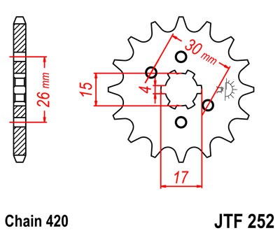 Řetězové kolečko JT JTF 252-15 15 zubů, 420 - Obrázek 2