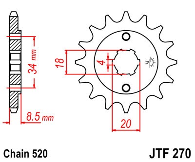 Řetězové kolečko JT JTF 270-12 12 zubů, 520 - Obrázek 2