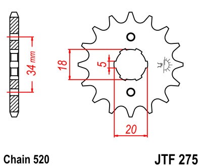 Řetězové kolečko JT JTF 275-15 15 zubů, 520 - Obrázek 2