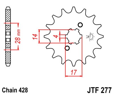 Řetězové kolečko JT JTF 277-13 13 zubů, 428 - Obrázek 2