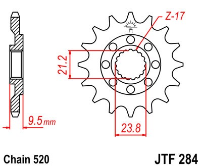 Řetězové kolečko JT JTF 284-12 12 zubů, 520 - Obrázek 2