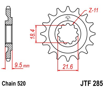 Řetězové kolečko JT JTF 285-14 14 zubů, 520 - Obrázek 2