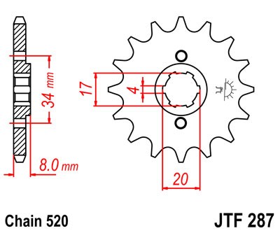Řetězové kolečko JT JTF 287-15 15 zubů, 520 - Obrázek 2