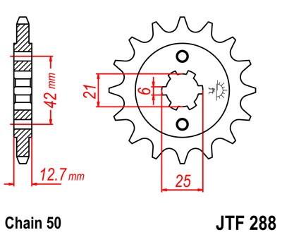 Řetězové kolečko JT JTF 288-16 16 zubů, 530 - Obrázek 2