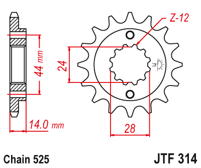 Řetězové kolečko JT JTF 314-17 17 zubů, 525 - Obrázek 2