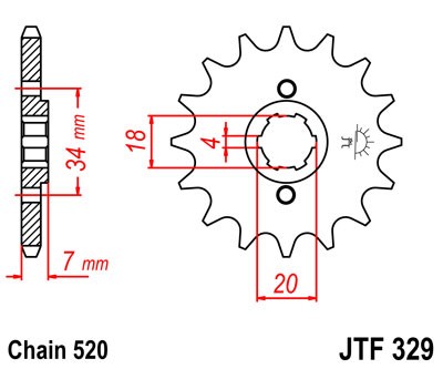 Řetězové kolečko JT JTF 329-14 14 zubů, 520 - Obrázek 2
