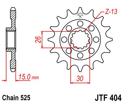Řetězové kolečko JT JTF 404-16 16 zubů, 525 - Obrázek 2
