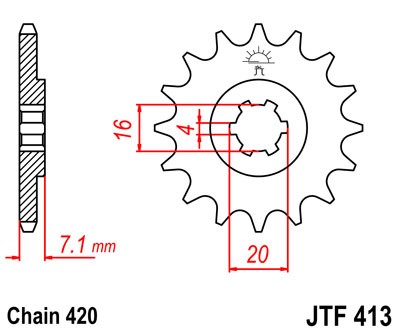 Řetězové kolečko JT JTF 413-13 13 zubů, 420 - Obrázek 2