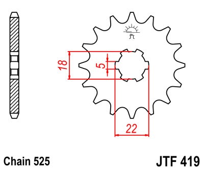 Řetězové kolečko JT JTF 419-15 15 zubů, 525 - Obrázek 2