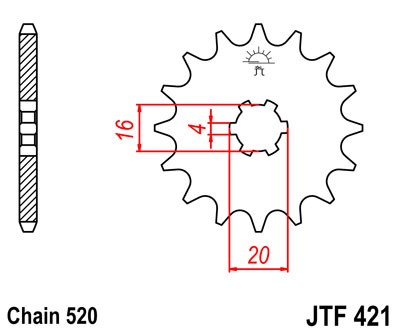 Řetězové kolečko JT JTF 421-11 11 zubů, 520 - Obrázek 2