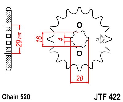 Řetězové kolečko JT JTF 422-15 15 zubů, 520 - Obrázek 2