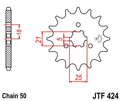 Řetězové kolečko JT JTF 424-14 14 zubů, 530 - Obrázek 2