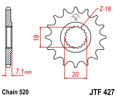 Řetězové kolečko JT JTF 427-11 11 zubů, 520 - Obrázek 2
