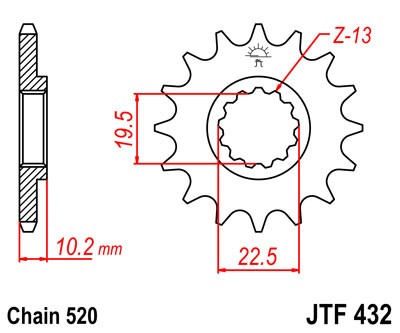 Řetězové kolečko JT JTF 432-11 11 zubů, 520 - Obrázek 2