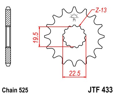 Řetězové kolečko JT JTF 433-16 16 zubů, 525 - Obrázek 2