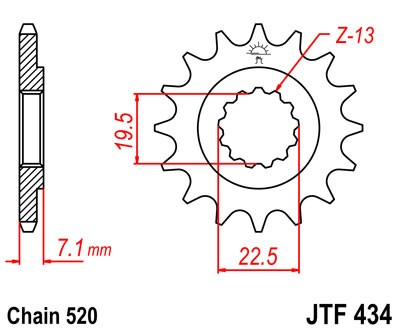 Řetězové kolečko JT JTF 434-13 13 zubů, 520 - Obrázek 2