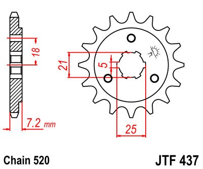 Řetězové kolečko JT JTF 437-15 15 zubů, 520 - Obrázek 2