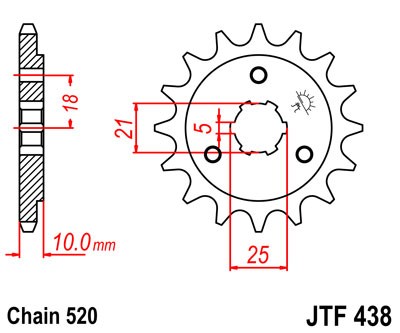 Řetězové kolečko JT JTF 438-14 14 zubů, 520 - Obrázek 2