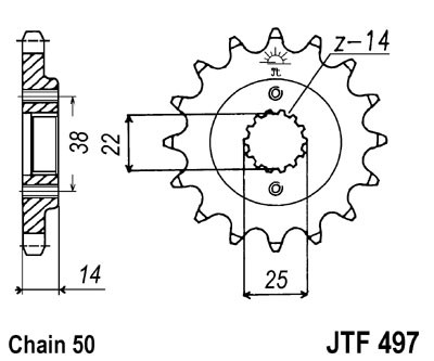 Řetězové kolečko JT JTF 497-15 15 zubů, 530 - Obrázek 2