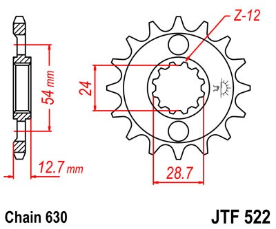 Řetězové kolečko JT JTF 522-14 14 zubů, 630 - Obrázek 2