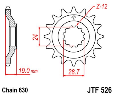 Řetězové kolečko JT JTF 526-15 15 zubů, 630 - Obrázek 2