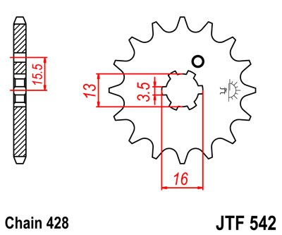 Řetězové kolečko JT JTF 542-14 14 zubů, 428 - Obrázek 2