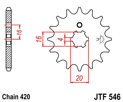 Řetězové kolečko JT JTF 546-16 16 zubů, 420 - Obrázek 2