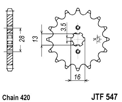 Řetězové kolečko JT JTF 547-13 13 zubů, 420 - Obrázek 2